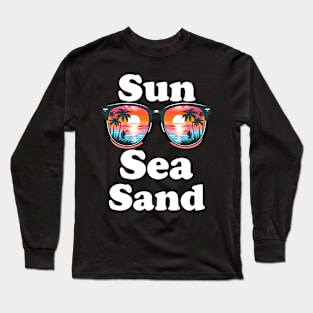 Sun, sea, sand, summer vacation design for dark colors Long Sleeve T-Shirt